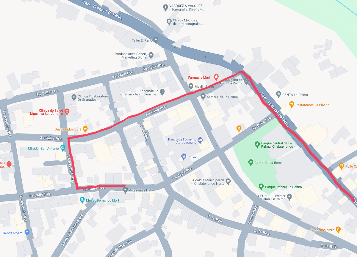 Alternate map with route
