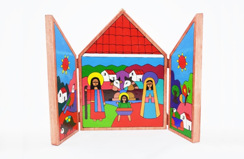 Countryside Nativity wooden Nativity sculpture