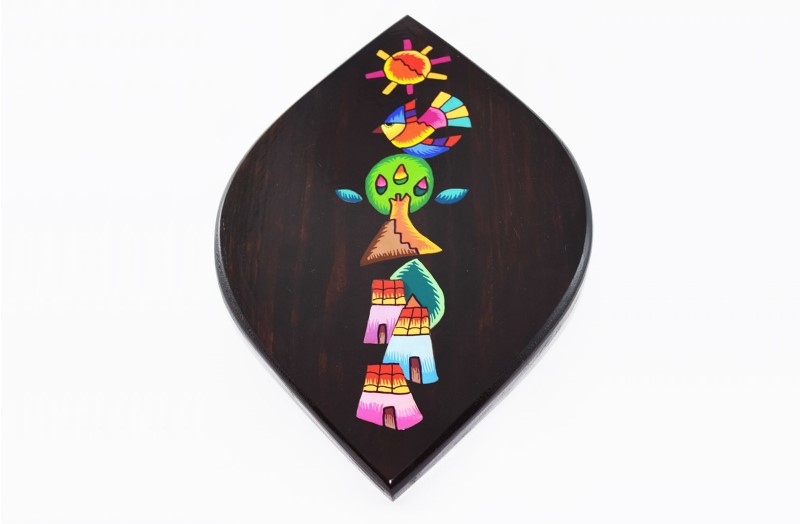Decorated wooden leaf